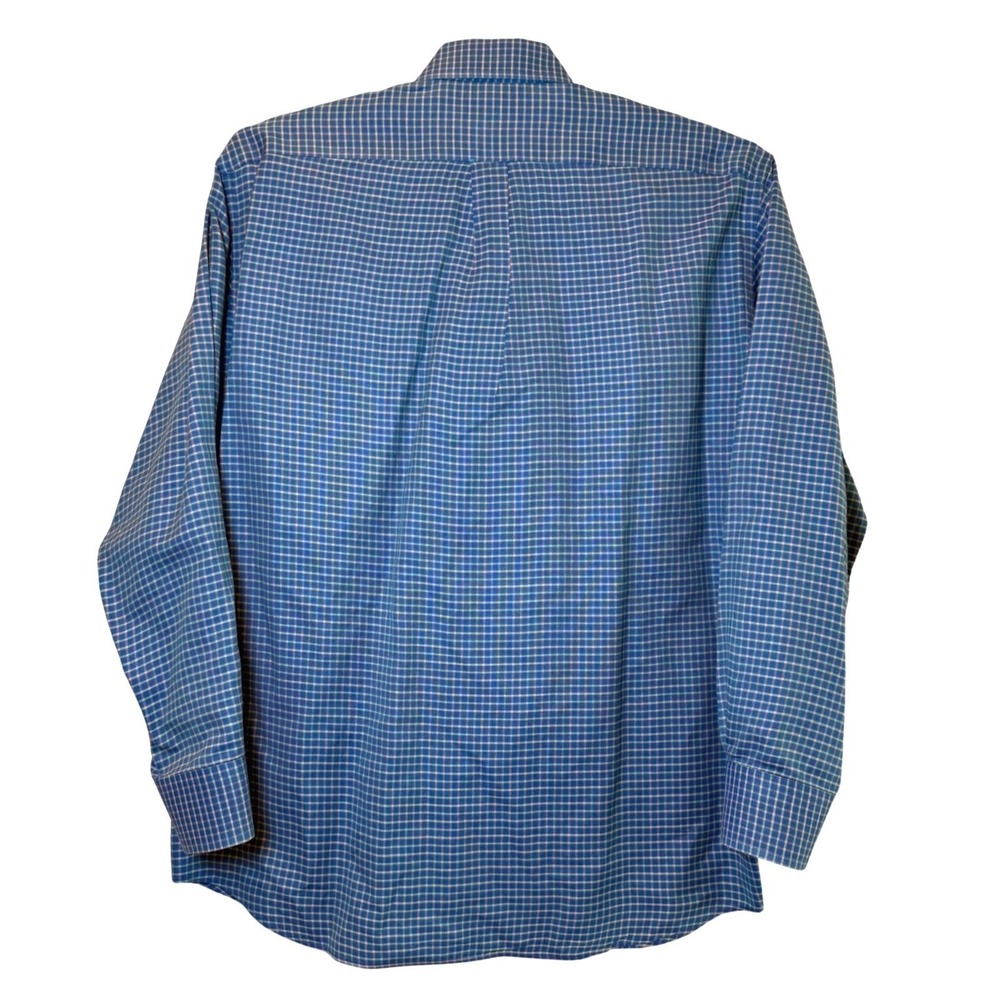 Jeff Rose Mens Blue Gingham Button Down Shirt Large‎ 100% Cotton Made in Italy - Picture 3 of 5